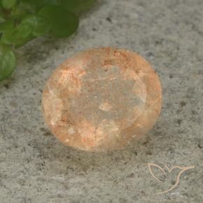Pedra do Sol Laranja Pêssego Claro Natural 4.98ct, oval, Translúcido