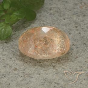 Pedra do Sol Laranja Pêssego Claro Natural 4.98ct, oval, Translúcido