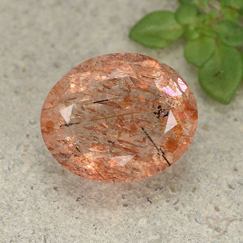 4.60ct Natural laranja avermelhado Pedra do Sol, oval, Translúcido