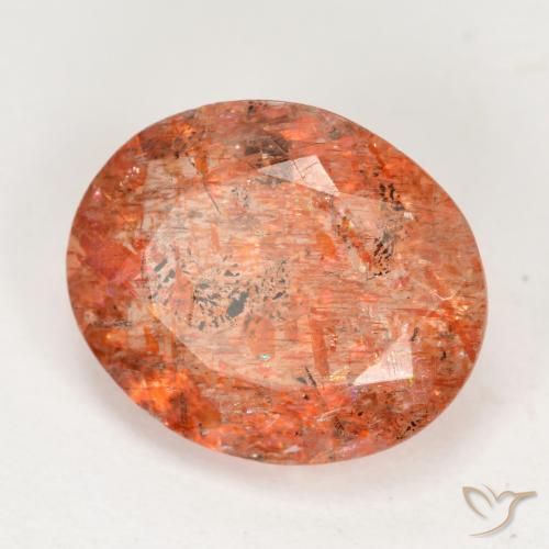 Pedra do Sol Laranja Médio Natural 3.69ct, oval, Translúcido