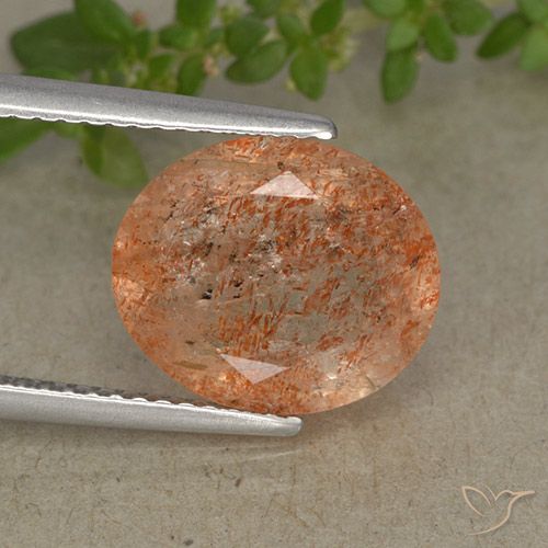 3.90ct Natural laranja avermelhado Pedra do Sol, oval, Translúcido
