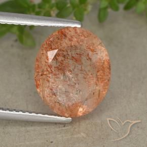 Pedra do Sol laranja avermelhado Natural 3.90ct, oval, Translúcido
