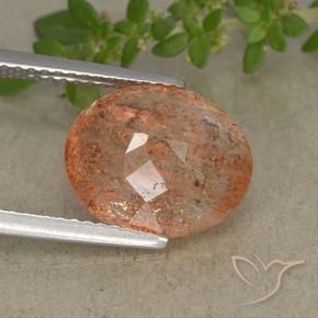 Pedra do Sol laranja avermelhado Natural 3.90ct, oval, Translúcido