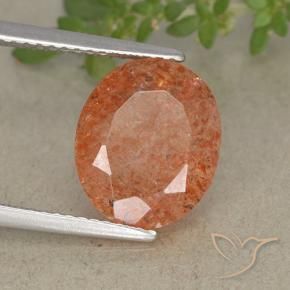 Pedra do sol laranja natural 3,83ct, corte oval, translúcido