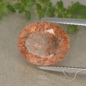 Pedra do Sol Laranja Médio-Claro Natural 4.87ct, oval, Translúcido