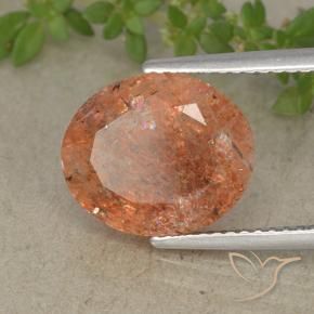 Pedra do Sol Laranja Médio Natural 4.32ct, oval, Translúcido