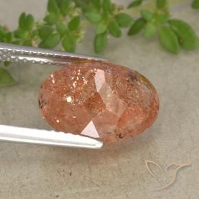Pedra do Sol Laranja Médio Natural 4.32ct, oval, Translúcido