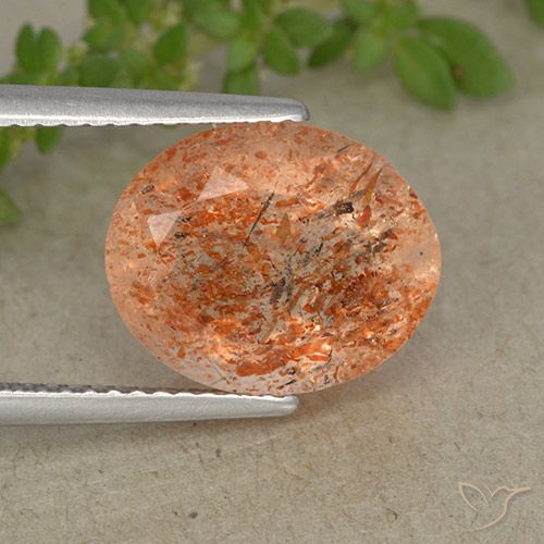 4.37ct Natural laranja avermelhado Pedra do Sol, oval, Translúcido