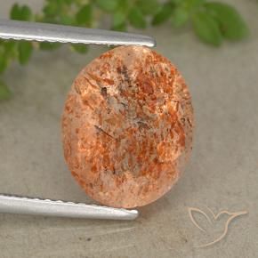 Pedra do Sol laranja avermelhado Natural 4.37ct, oval, Translúcido