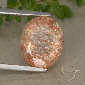Pedra do sol laranja natural 4,37ct, corte oval, translúcido