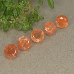 Pedras preciosas de pedra do sol laranja natural de 2,73 ct, corte redondo, translúcido