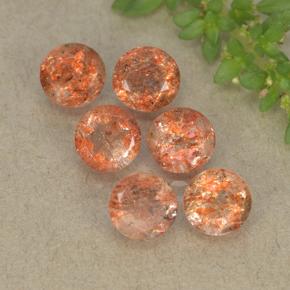 Pedras preciosas de pedra do sol laranja natural de 3,33 ct, corte redondo, translúcido