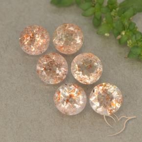 Pedras preciosas de Pedra do Sol Laranja Tigre Claro natural de 3.09 ct, Redondo, Translúcido