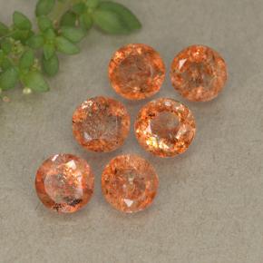 Pedras preciosas de pedra do sol laranja natural de 2,82 ct, corte redondo, translúcido