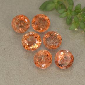 Pedras preciosas de pedra do sol laranja natural de 2,82 ct, corte redondo, translúcido