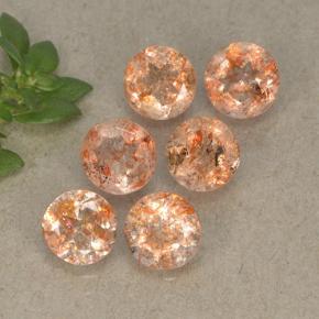Pedras preciosas de pedra do sol laranja natural de 3,21 ct, corte redondo, translúcido
