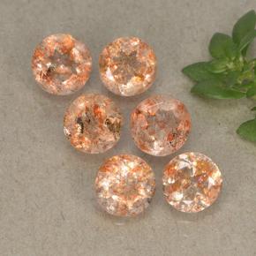 Pedras preciosas de pedra do sol laranja natural de 3,21 ct, corte redondo, translúcido