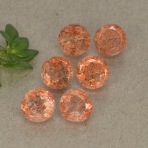 Pedras preciosas de pedra do sol laranja natural de 3,36 ct, corte redondo, translúcido