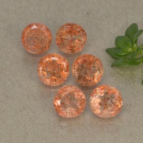 Pedras preciosas de pedra do sol laranja natural de 3,36 ct, corte redondo, translúcido