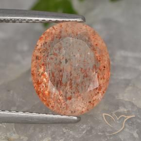 Pedra do Sol Laranja Médio-Claro Natural 4.55ct, oval, Translúcido