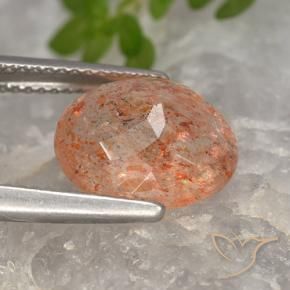 Pedra do Sol Laranja Médio-Claro Natural 4.55ct, oval, Translúcido