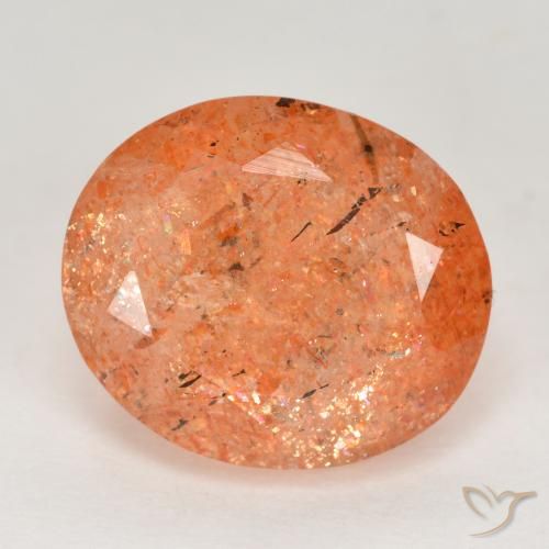 5.10ct Natural laranja avermelhado Pedra do Sol, oval, Translúcido