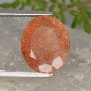 Pedra do sol laranja natural 3,94ct, corte oval, translúcido