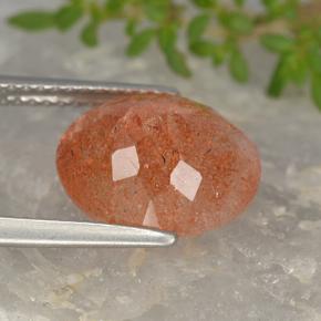 Pedra do sol laranja natural 3,94ct, corte oval, translúcido