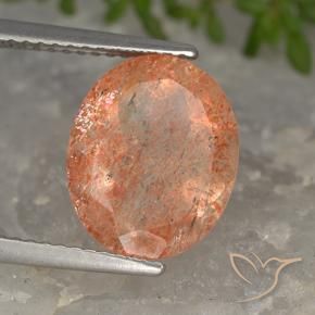 Pedra do Sol Laranja brilhante Natural 4.19ct, oval, Translúcido
