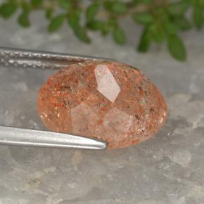 Pedra do sol laranja natural 4,33ct, corte oval, translúcido