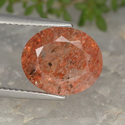 4.24ct Natural laranja avermelhado Pedra do Sol, oval, Translúcido