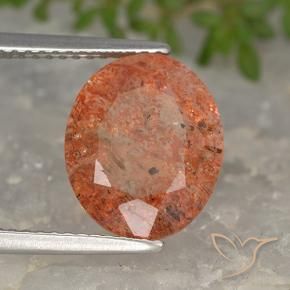 Pedra do Sol laranja avermelhado Natural 4.24ct, oval, Translúcido