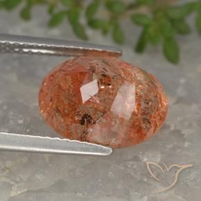 Pedra do Sol laranja avermelhado Natural 4.24ct, oval, Translúcido