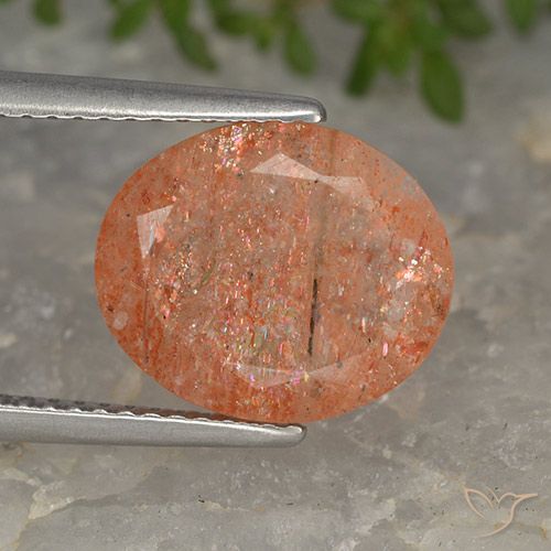 3.97ct Natural laranja avermelhado Pedra do Sol, oval, Translúcido