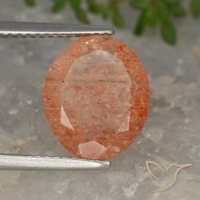 Pedra do Sol laranja avermelhado Natural 3.97ct, oval, Translúcido