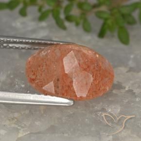 Pedra do Sol laranja avermelhado Natural 3.97ct, oval, Translúcido