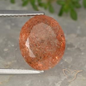 Pedra do Sol Toranja Laranja Natural 4.34ct, oval, Translúcido