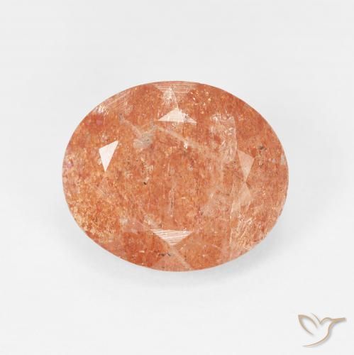 4.38ct Natural laranja avermelhado Pedra do Sol, oval, Translúcido