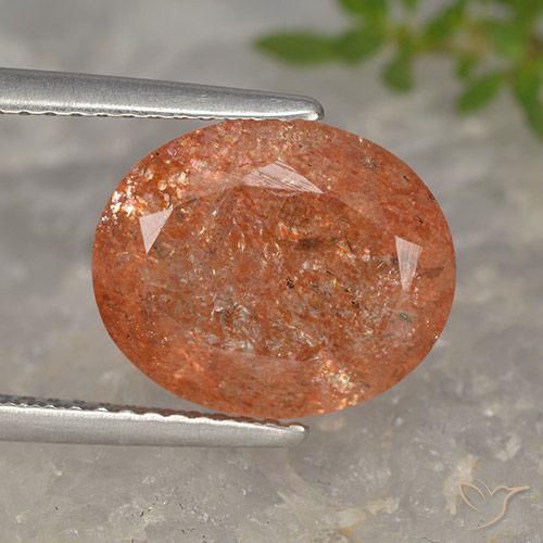 4.54ct Natural laranja avermelhado Pedra do Sol, oval, Translúcido