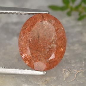 Pedra do Sol laranja avermelhado Natural 4.54ct, oval, Translúcido