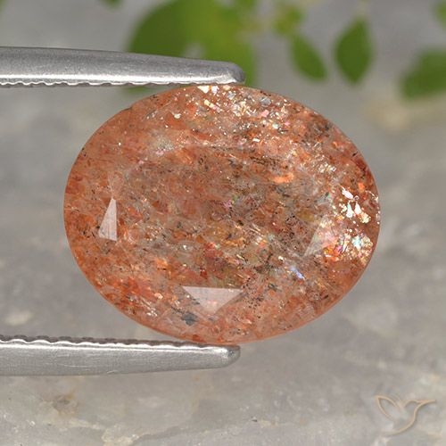 3.81ct Natural laranja avermelhado Pedra do Sol, oval, Translúcido
