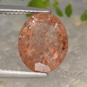Pedra do Sol laranja avermelhado Natural 3.81ct, oval, Translúcido