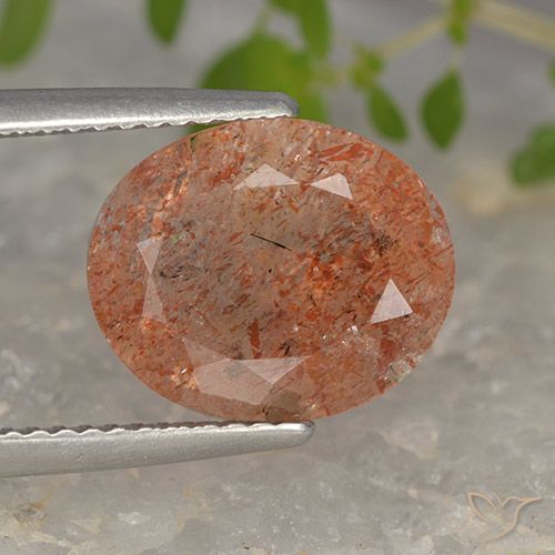 4.15ct Natural laranja avermelhado Pedra do Sol, oval, Translúcido