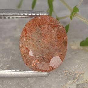 Pedra do Sol laranja avermelhado Natural 4.15ct, oval, Translúcido