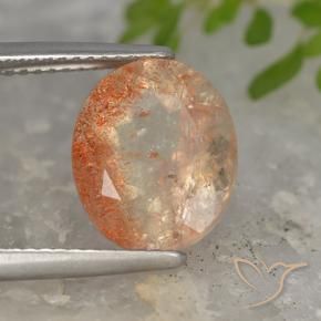 Pedra do Sol Laranja Tigre Claro Natural 5.09ct, oval, Translúcido