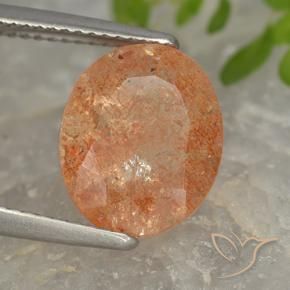Pedra do Sol laranja avermelhado Natural 4.32ct, oval, Translúcido