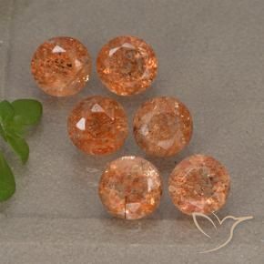 Pedras preciosas de Pedra do Sol laranja avermelhado natural de 3.13 ct, Redondo, Translúcido
