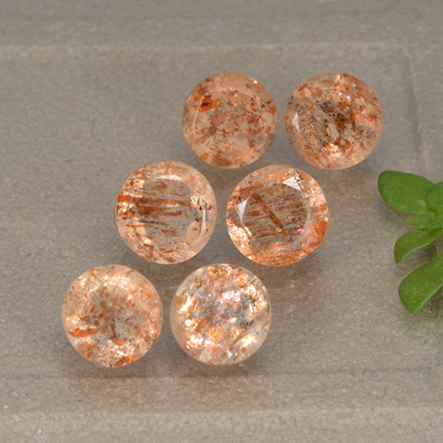 Pedras preciosas de Pedra do Sol laranja avermelhado natural de 3.51 ct, Corte Redondo, Translúcido