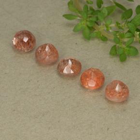 Pedras preciosas de pedra do sol laranja natural de 2,72 ct, corte redondo, translúcido