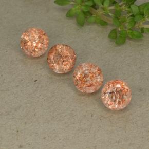 Pedras preciosas de pedra do sol laranja natural de 2,45 ct, corte redondo, translúcido